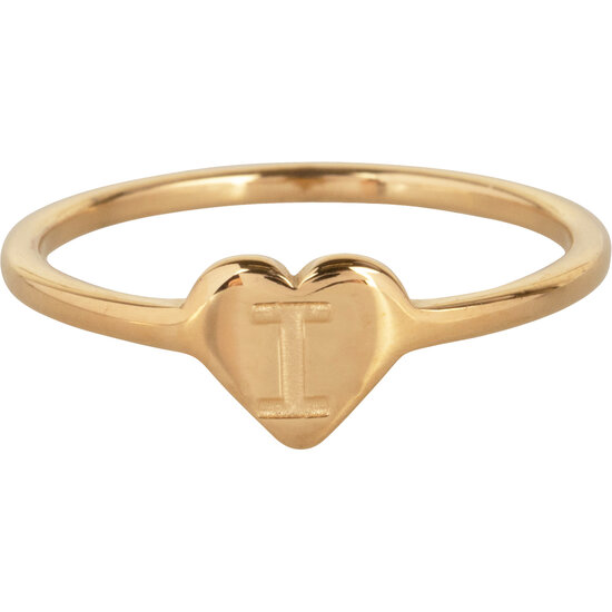 Charmin’s initialen zegelring hartje Goldplated R1015-i Letter i 