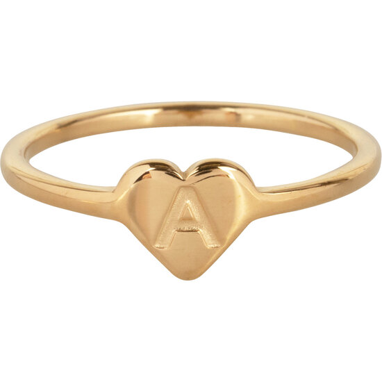 Charmin’s initialen zegelring hartje Goldplated R1015-A Letter A 