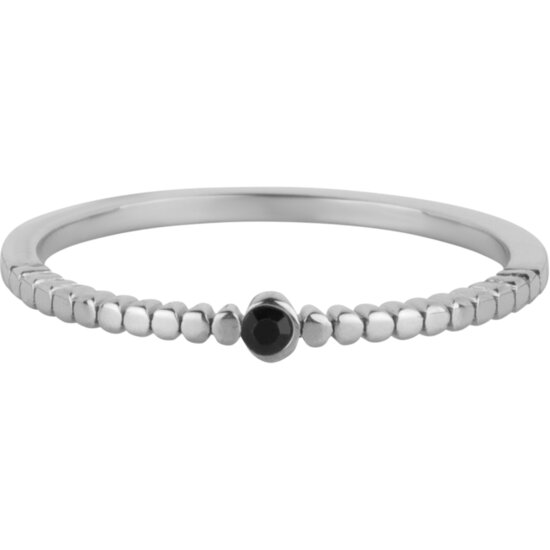 Charmin's Ring Zwarte Kristal Staal Iconic Vintage R1637