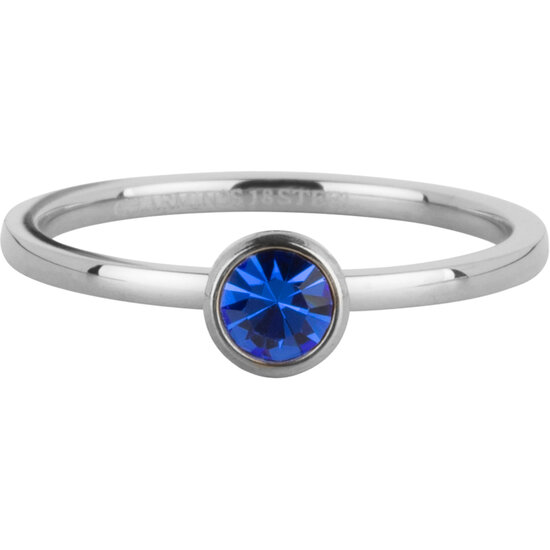 Charmin's Ring Birthstone September Donkerblauwe Kristal Staal Iconic R1603