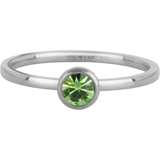 Charmin's Ring Birthstone Augustus Lichtgroene Kristal Staal Iconic R1601