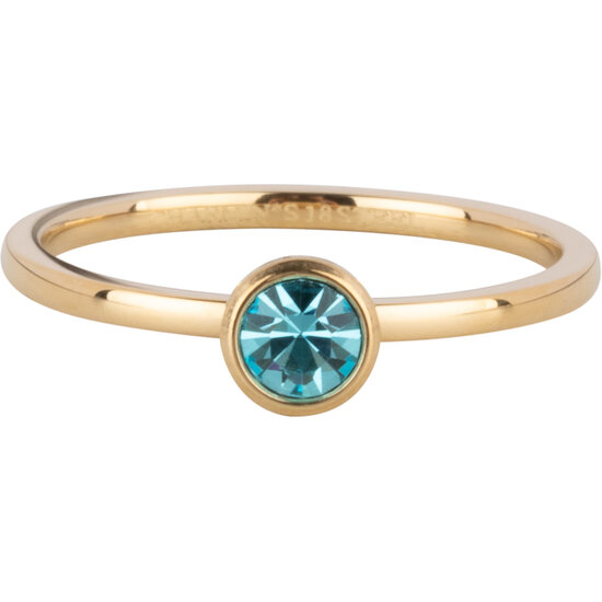 Charmin's Goldfarbener Ring Geburtsstein März Hellblauer Kristallstahl Iconic R1596