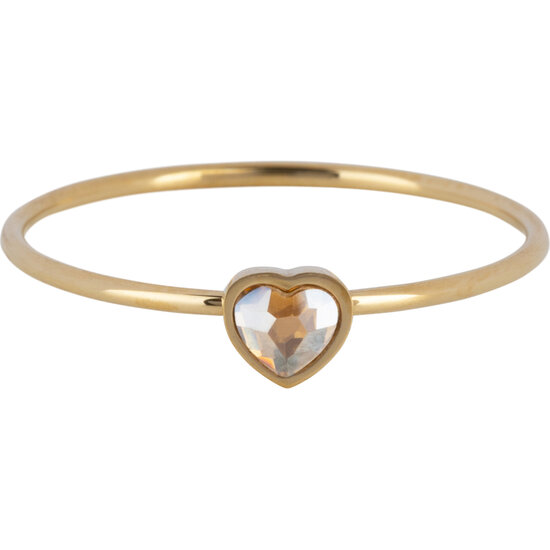 Charmin's Gold-Colored Ring with Champagne-Colored Heart Stone Steel R1588 – Birthstone November