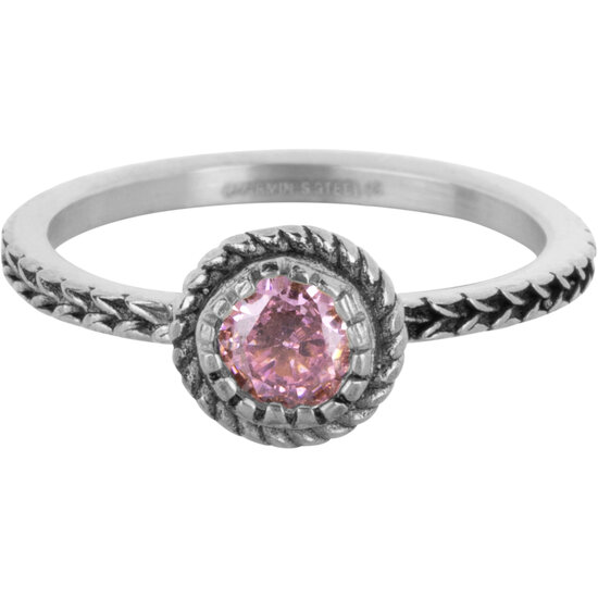 Charmin's Ring Birthstone October Roze Kristal Staal Iconic Vintage R1530