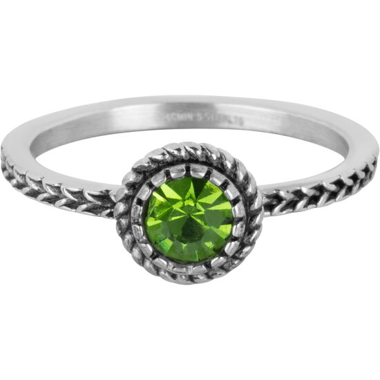 Charmin's Ring Birthstone Augustus Lichtgroene Kristal Staal Iconic Vintage R1528