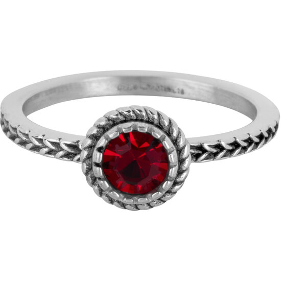 Charmin's Ring Birthstone Januari Garnet Rode Kristal Staal Iconic Vintage R1521