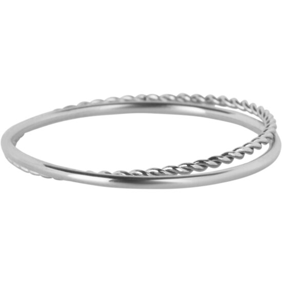 Charmin's Twin Doppelring aus gedrehtem und glattem Stahl R1420