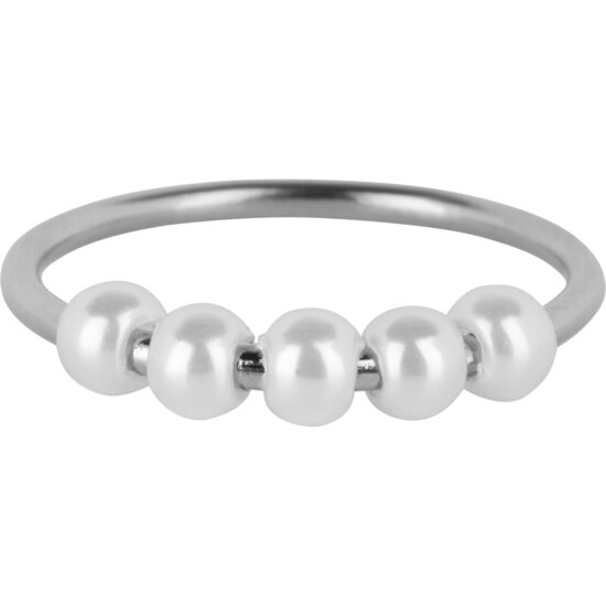 Charmin's Draaiende Parels Anxiety Fidget Ring Staal R1364