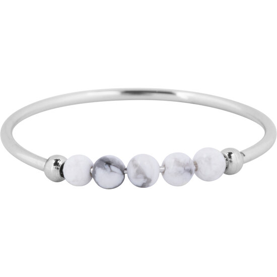 Charmin's Anxiety Ring Witte Howliet Edelsteen Kraaltjes Steel Palm R1317