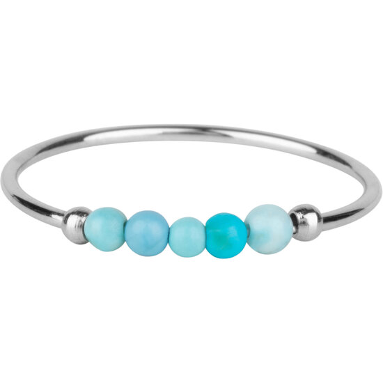 Charmin's Anxiety Ring NaturalStones Turquoise Beads Staal Palm R1310