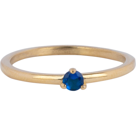 Charmins Dreieck-Solitärring Blauer Stein Goldfarbener Stahl R1305
