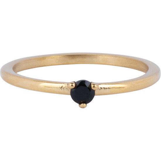 Charmins Dreieck-Solitärring Schwarzer Stein Goldfarbener Stahl R1299