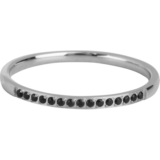 Charmin’s Stalen Stapelring Small Alliance Zwarte Crystals R1266