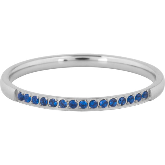 Charmin’s Stalen Stapelring Small Alliance Donkerblauwe Saffier Crystals R1264