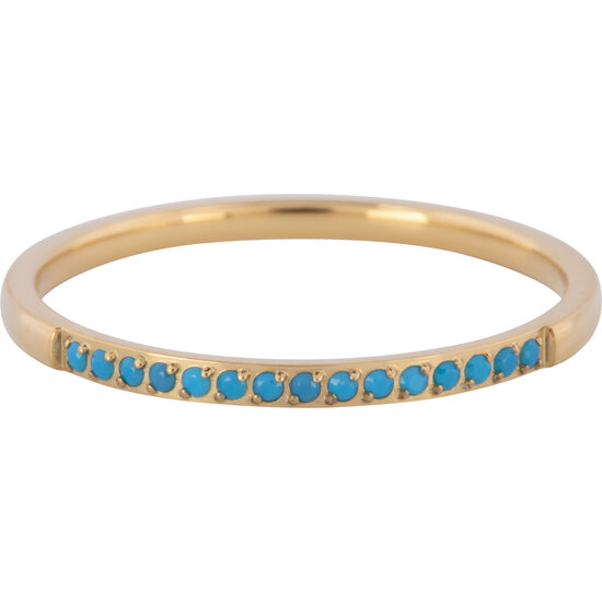 Charmin’s Goudkleurige Stapelring Small Alliance Turquoise Crystals R1261