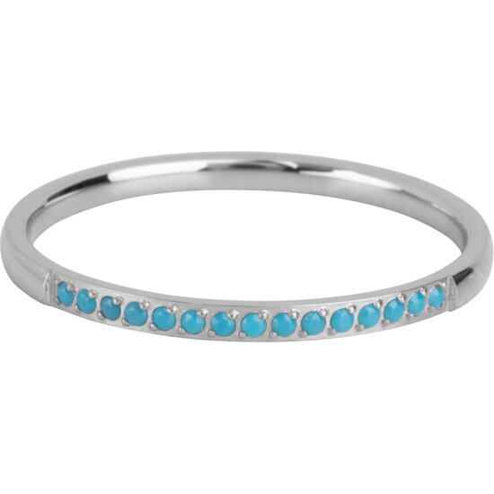 Charmin’s Stalen Stapelring Small Alliance Turquoise Crystals R1260