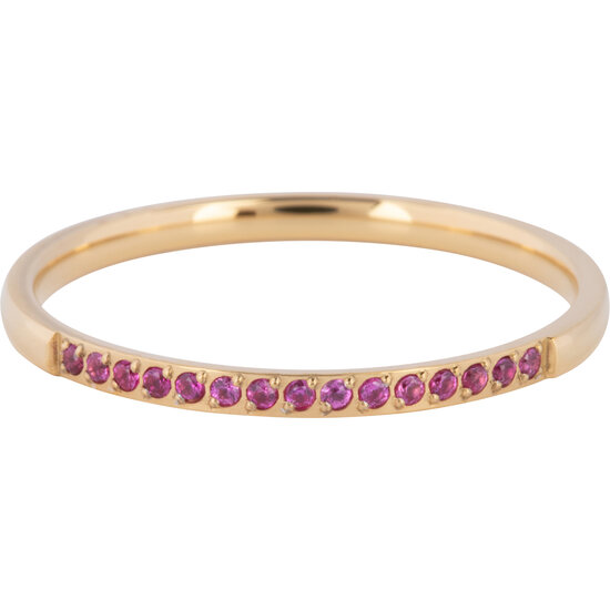 Charmin’s Goudkleurige Stapelring Small Alliance Pink-fuchsia Crystals R1257