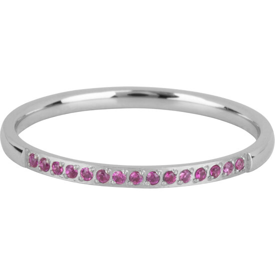 Charmin’s Stalen Stapelring Small Alliance Pink-fuchsia Crystals R1256