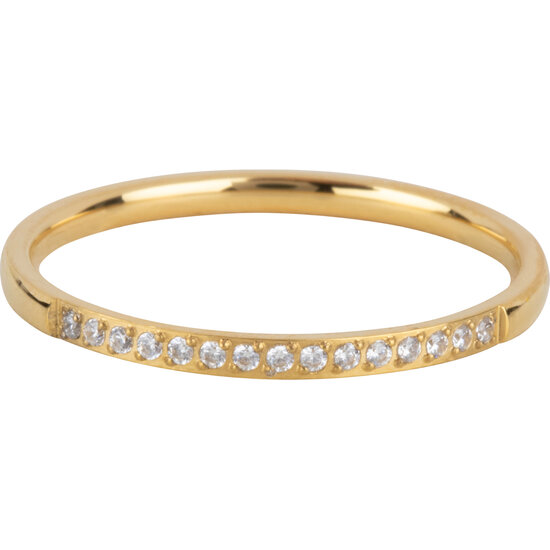 Charmin’s Goudkleurige Stapelring Small Alliance White Crystals R1253