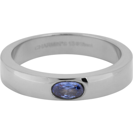 Charmin's Ring, breites Band, oval, lavendelblauer Stein, Stahl, R1228