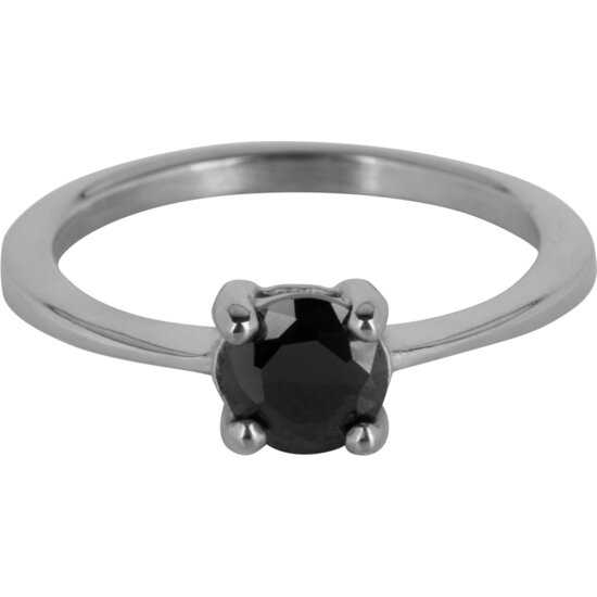 Charmin’s Classic Princess Black Ring Staal R1194