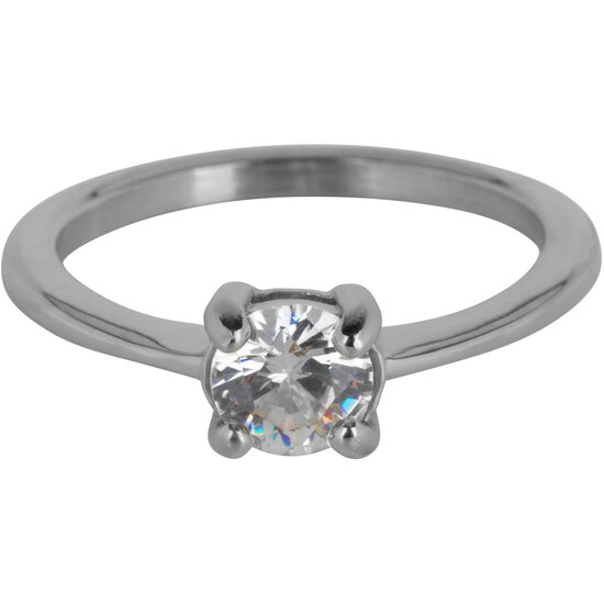 Charmin’s Classic Princess White Ring Staal R1192