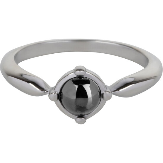 Charmin’s Ovale Elegante Zwarte Hematiet Ring Staal R1167