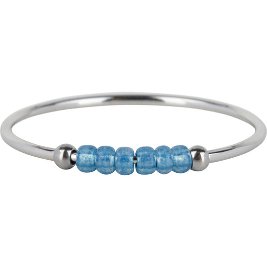 Charmin's R1148 Anxiety Ring Palm Blue Beads Steel