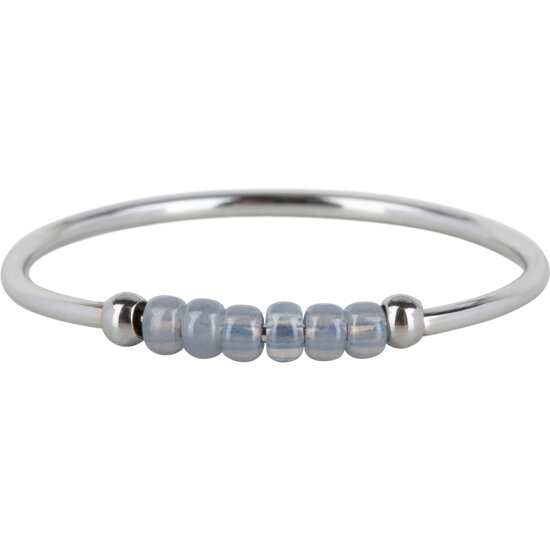 Charmin's R1147 Anxiety Ring Palm Old Blue Beads Steel