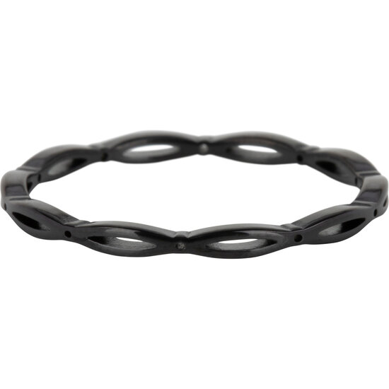 Charmin's Ring Open Gladde Ovaaltjes Zwart R1114