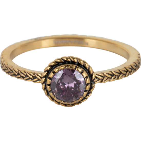 Charmin's ring R1093 Birthstone February Purple Stone Goldplated Iconic Vintage 