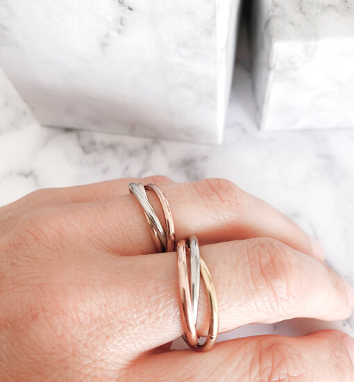 Charmin's Trinity Rolling Anxiety Fidget Ring Roségold-Stahlfarben schmal R1645