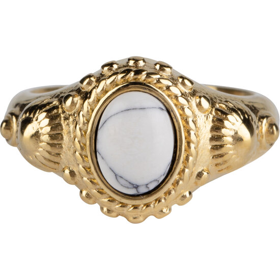 Charmin's Zegel Ring R1056 White Howlite ion-goldplated