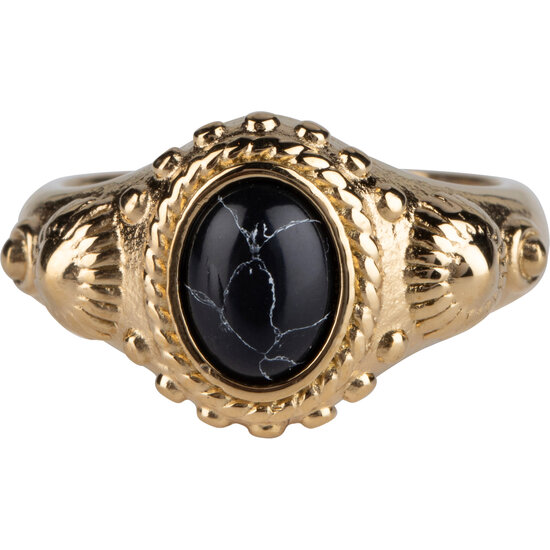 Charmin's Zegel Ring R1053 Black Tourmaline ion-goldplated