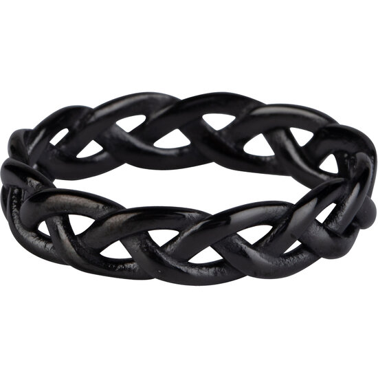 Charmin’s ring R1040 Gevlochten Brede Ring Black