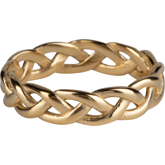 Charmin’s ring R1038 Gevlochten Brede Ring Goldplated