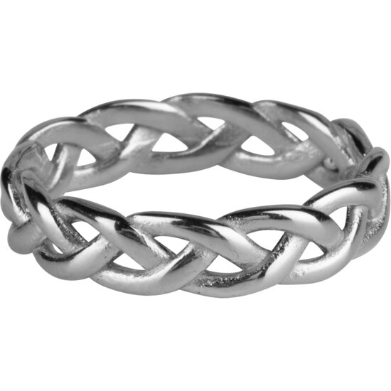 Charmin’s ring R1037 Gevlochten Brede Ring Staal