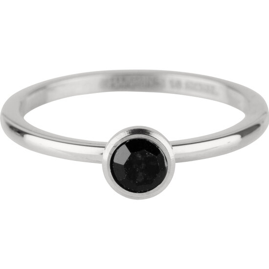 Charmin's Staal Ring Birthstone Juli Zwart Kristal Onyx Edelstaal Iconic R1020