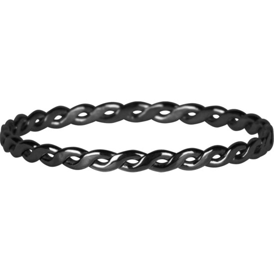 Charmin’s gevlochten ring R1012 Curvy Tiny Chain Black Steel
