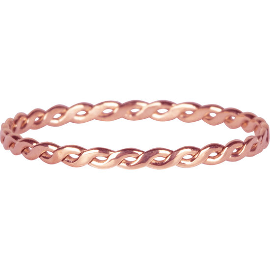 Charmin’s gevlochten ring R1011 Curvy Tiny Chain Rosegoldplated Steel