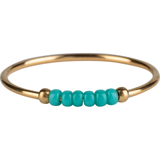 Anxiety Ring Palm Petrol Blue Beads Goldplated R986/KR121 