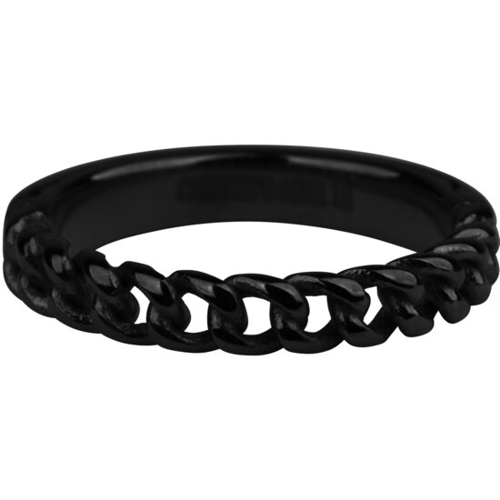 Charmin's Zwarte Ketting-ring Half Ketting Half Glad Staal R879