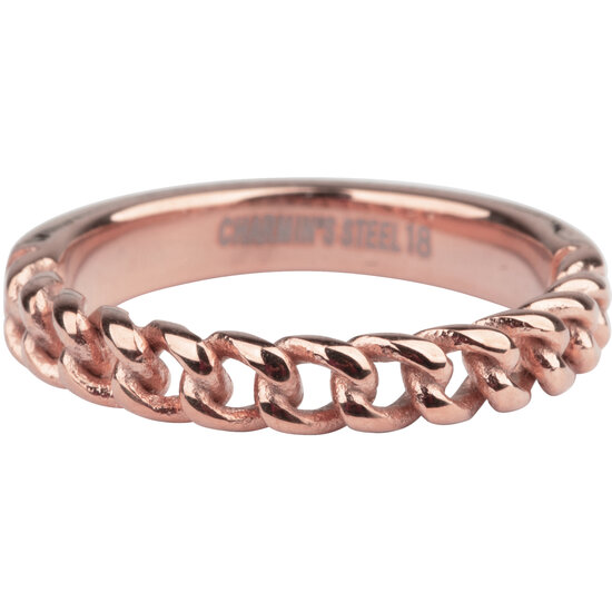 Charmin's Rosegoudkleurige Ketting-ring Half Ketting Half Glad Staal R878