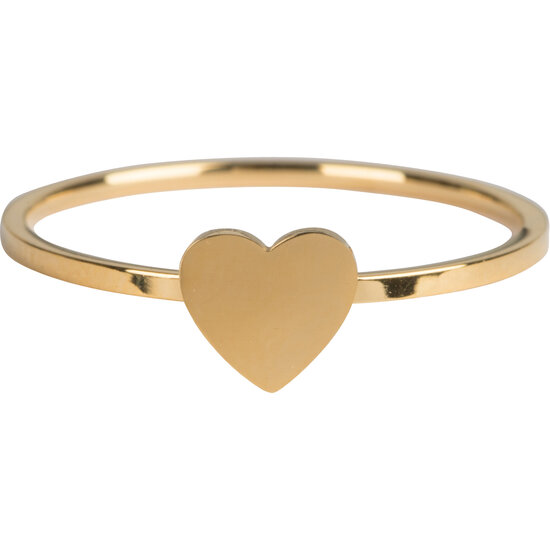 Charmin’s goudkleurige stapelring R823 Oh My Love goldplated staal
