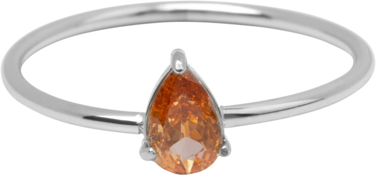 Charmin's Stahlring mit tropfenförmigem weißen Kristallstein R1734 – Elegantes Design