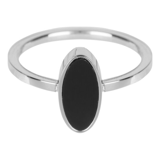  R532 Fashion Seal Oval Shiny Steel with Black Stone