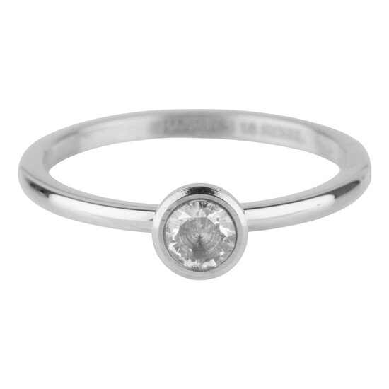 Charmin's Ring Birthstone April Witte Kristal Staal Iconic R488.