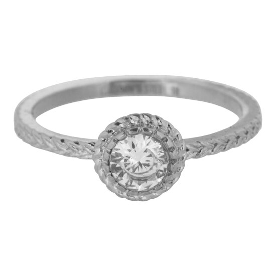 Charmin's Ring Birthstone April Witte Kristal Staal Iconic Vintage R435