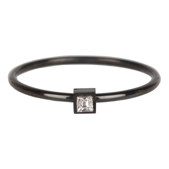 R503 Stylish Square black Steel Crystal CZ