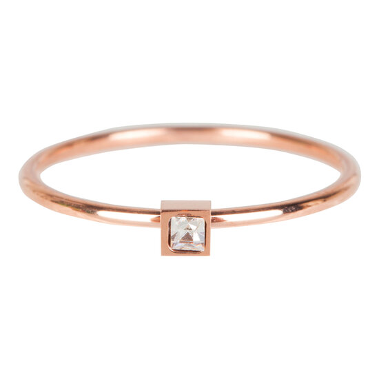 R502 Stylish Square Rose Gold Steel Crystal CZ